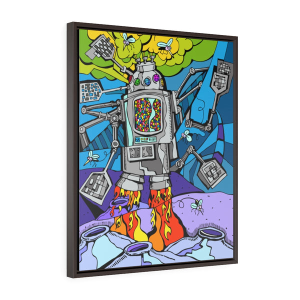 Robot Jellybean Swatter - Framed Canvas Print