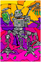 Robot Pickle Plucker - Metal Print